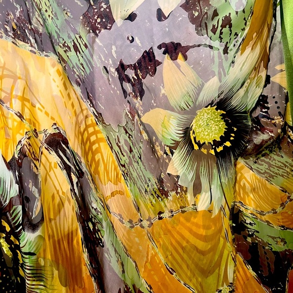 Size 10 Cachet silk, gold/green, jeweled, gown. - Picture 5 of 9